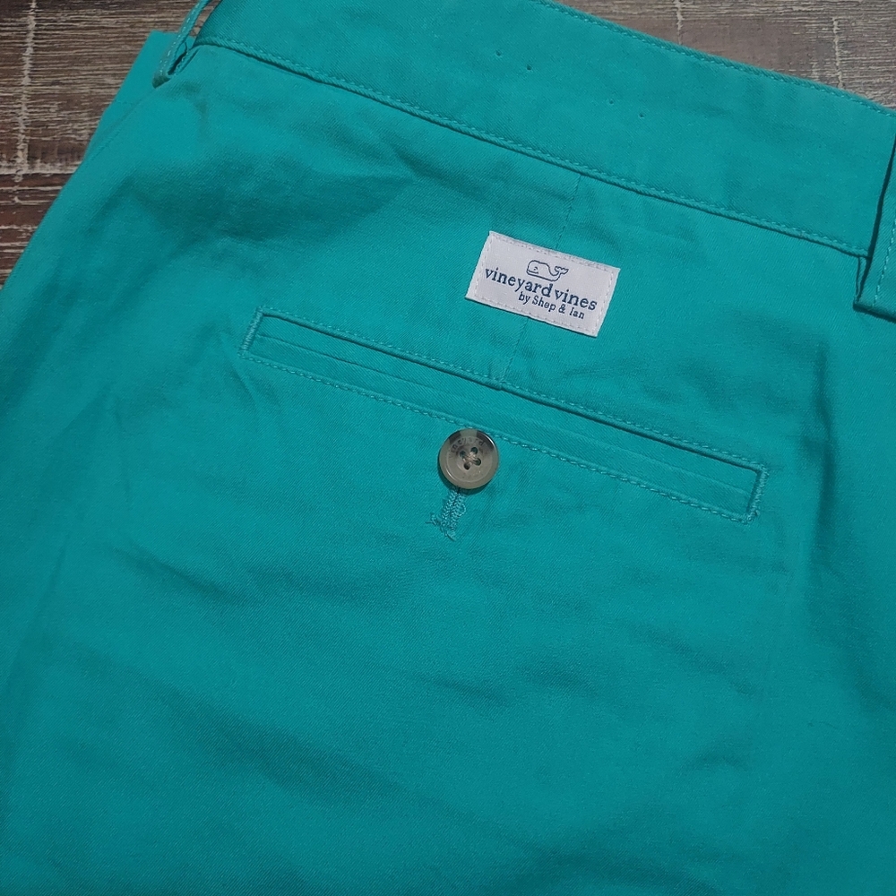 Vineyard Vines Mens Chino Shorts Size 32(tag 33) Teal Green Flat Front Pockets